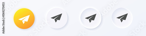 Free Download Send, paper plane icon. Neumorphism round style button design vector - GFXLoad