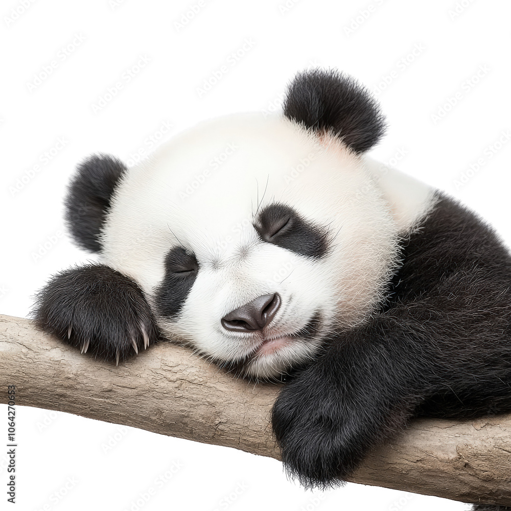 Fototapeta premium the panda rests peacefully in its natural habitat Transparent background