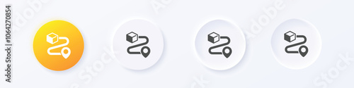 Route icon. Neumorphism round style button design vector