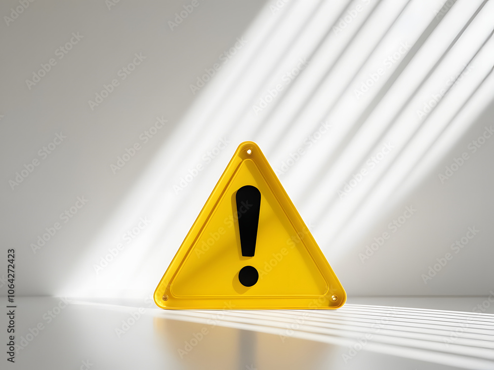 general warning sign triangular shape with exclamation mark on white ...