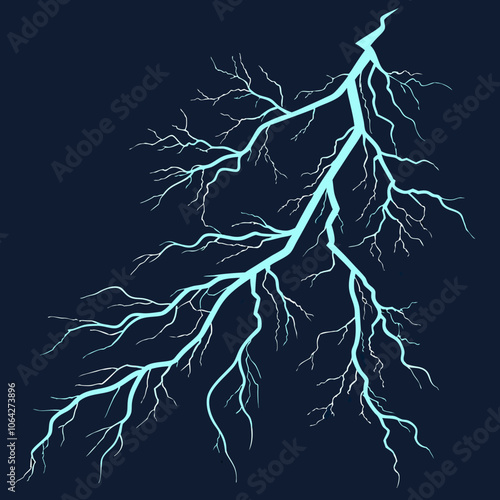 Electric Lightning Bolt Vector, Powerful Thunderstorm Illustration