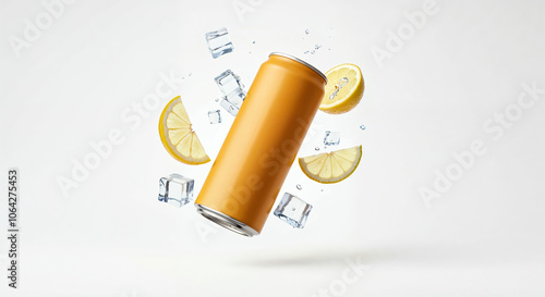 Floating Citrus and Drink Composition Mockup