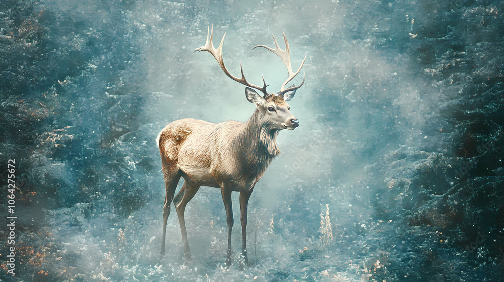 Digital painting of a deer in a mystical forest. Mystical. Illustration Digital painting of a deer in a mystical forest. Mystical. Illustration