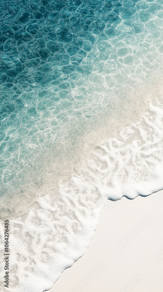 Naklejka premium Background Beach and white sand and sea water with foam waves