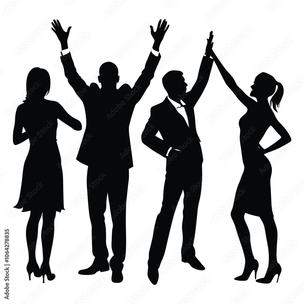 Fototapeta premium people gesture silhouette set