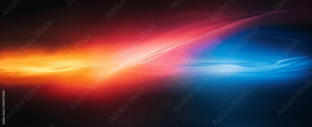 Abstract Gradient Background with Red Blue Yellow Colors, Blurred Light Streaks on Black, Grainy Texture Abstract Gradient Background with Red Blue Yellow Colors, Blurred Light Streaks on Black, Grainy Texture