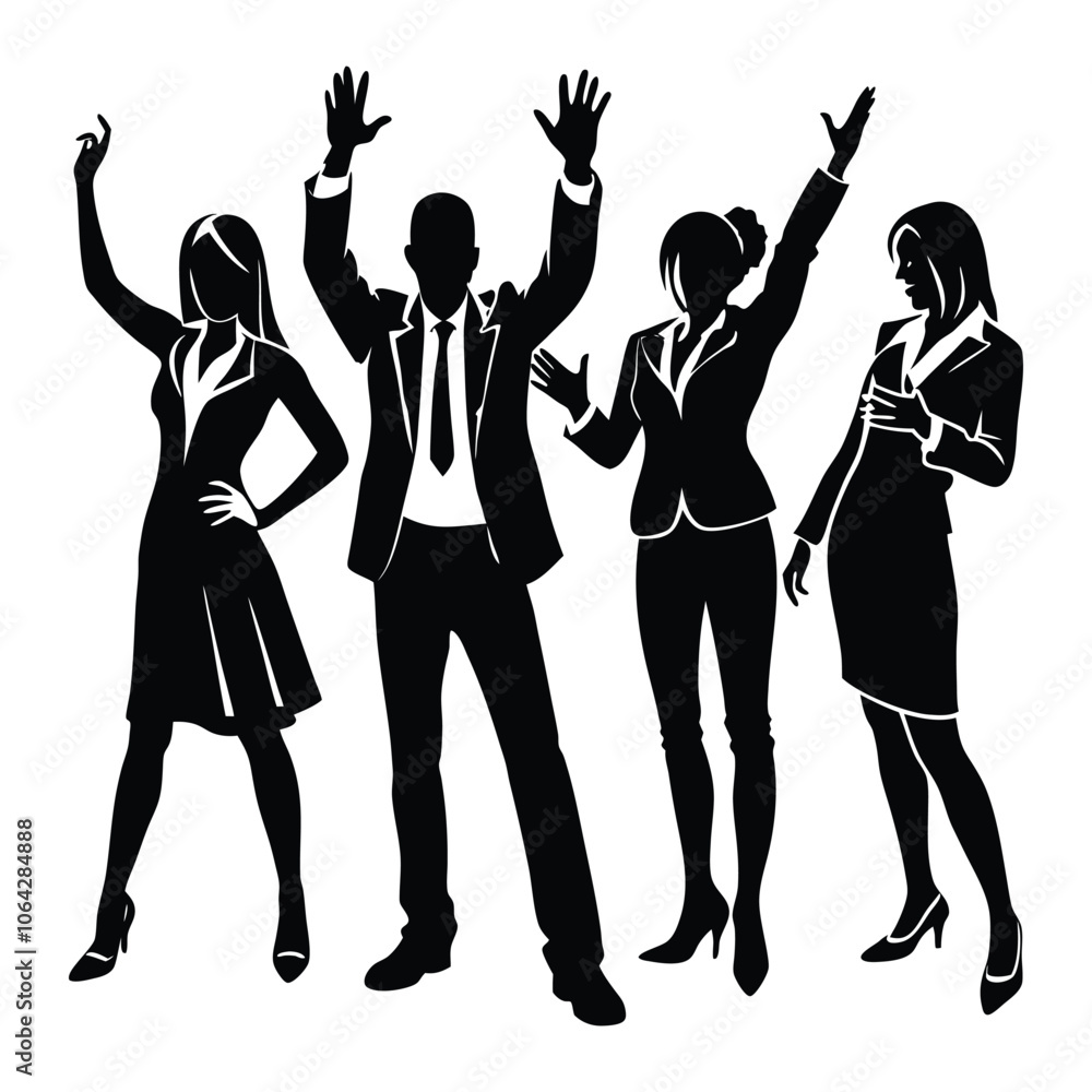 Fototapeta premium people gesture silhouette set