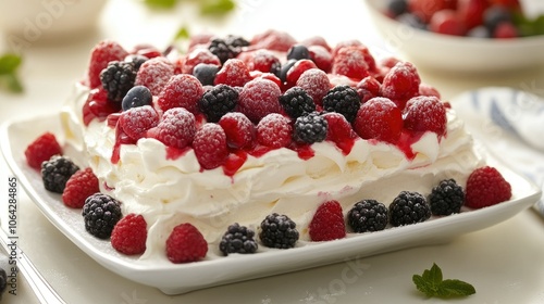 Delicious Berry Cake with Whipped Cream Topping