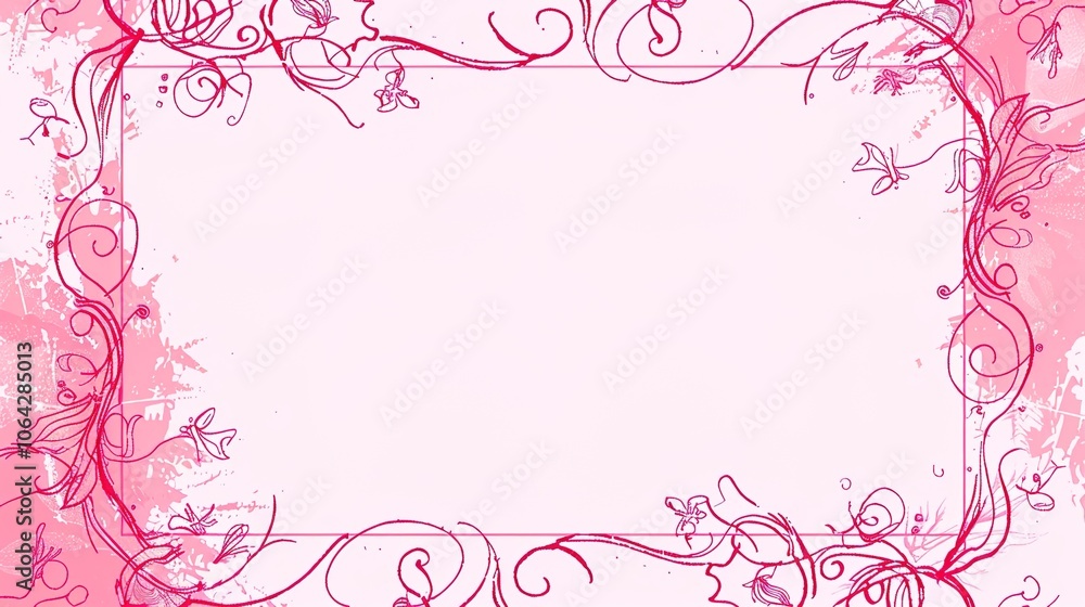 Pink hand drawn border background creates a charming and artistic look. A delightful combination of color and creativity Pink hand drawn border background creates a charming and artistic look. A delightful combination of color and creativity