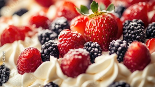 Fresh Berries on Creamy Dessert