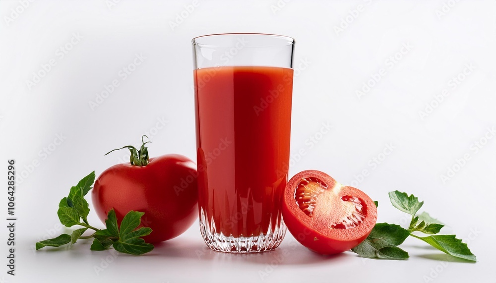 Tomato Juice on white background isolated. Beverage. Drink. Tomato Juice on white background isolated. Beverage. Drink.