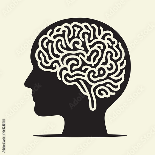 brain silhouette vector, brain icon black and white