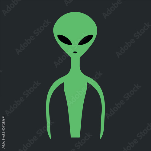 green alien simple head with black background to edit	