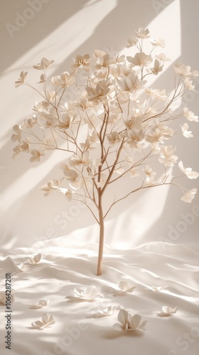 World Origami Day Banner Background and Blank Mockup Template for Advertisement or Social Media with Cute Illustration