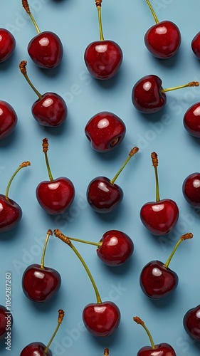 cherries pattern on teal background