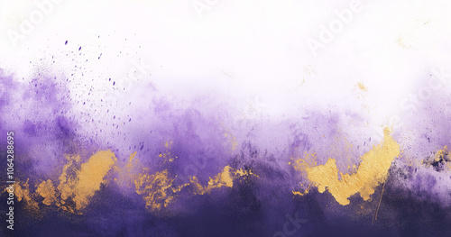 minimal brushstrokes texture background with purple and gold colors on white background