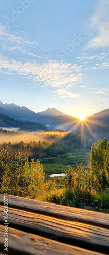 Experience the tranquility of a festive sunrise over majestic mountains