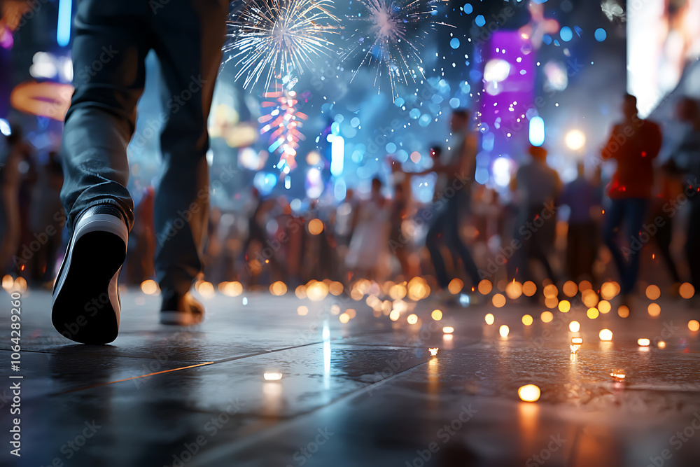 Fototapeta premium Celebrate the new year with a vibrant neon lights party