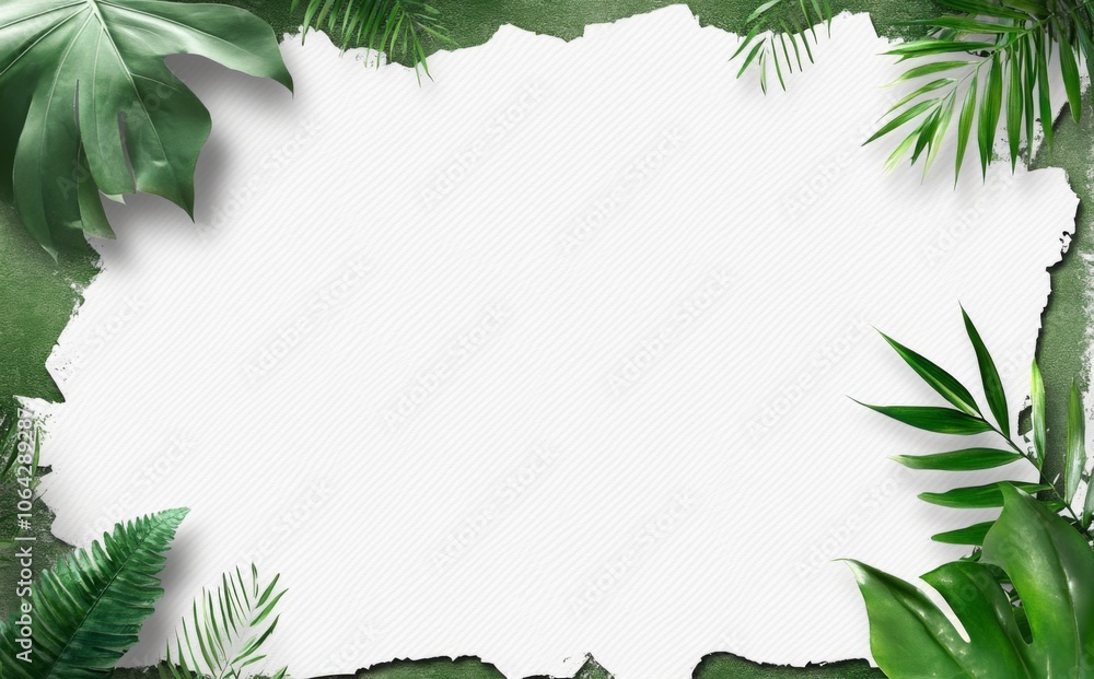 Naklejka premium green leaves frame