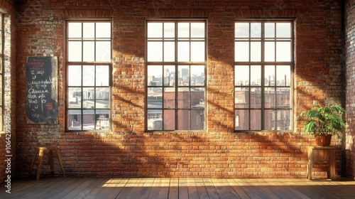 Bright Urban Loft with Large Windows and Rustic Walls