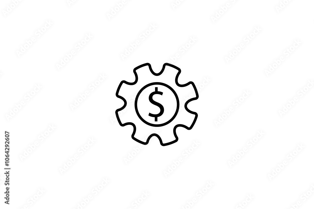 Gear and dollar icon vector logo design template