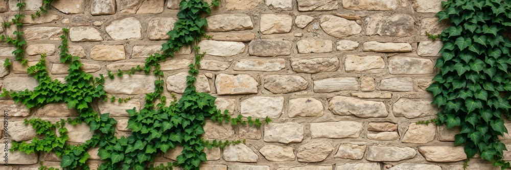 Old weathered stacked stone wall completely covered in lush green ivy, texture, vintage, stone wall Old weathered stacked stone wall completely covered in lush green ivy, texture, vintage, stone wall