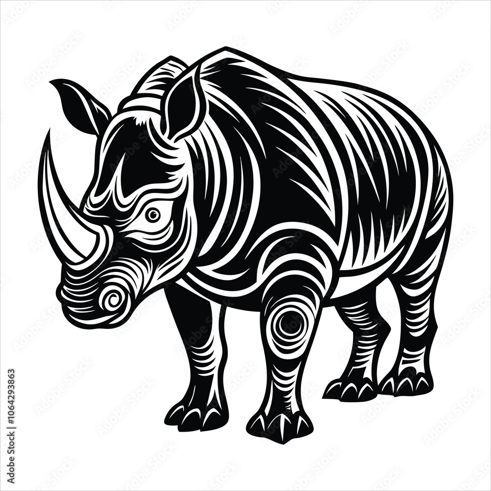 Fototapeta premium rhino vector art and illustration on white background