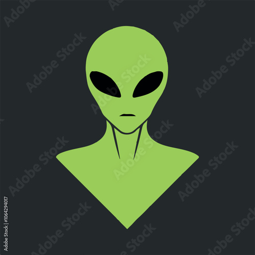 green alien head with black background to edit	
