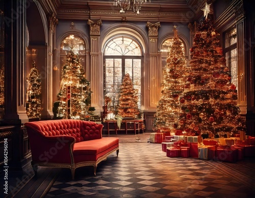 Wallpaper Mural Christmas scene decoration Background realistic Torontodigital.ca