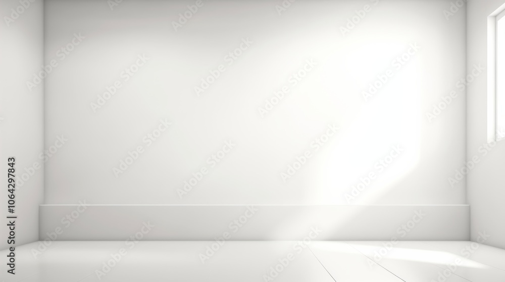 White background with a spotlight, abstract white wall in a studio room with light and shadow, empty space for product presentation White background with a spotlight, abstract white wall in a studio room with light and shadow, empty space for product presentation