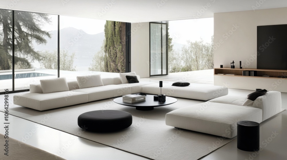Modern Minimalist Living Room with Natural Light Modern Minimalist Living Room with Natural Light