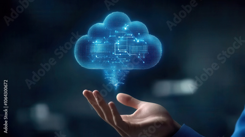 futuristic cloud network with AI security layers, showcasing advanced technology and digital connectivity. image evokes sense of innovation and progress