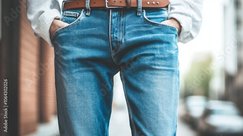 Casual Style with Denim and Brown Belt photo