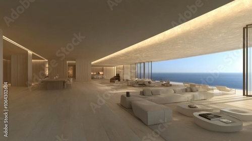 Modern Interior with Ocean View and Minimalist Design