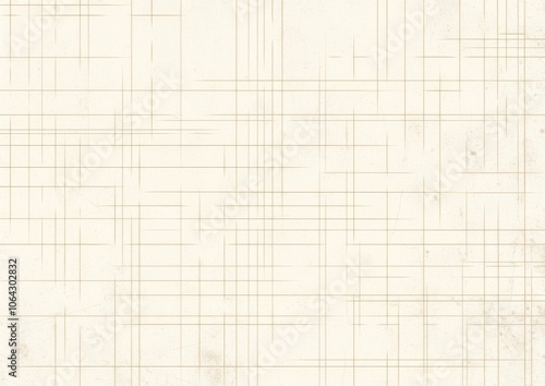 Minimalist seamless pattern featuring light brown grid lines on a white background. The design uses a simple line drawing style with a white and beige color palette