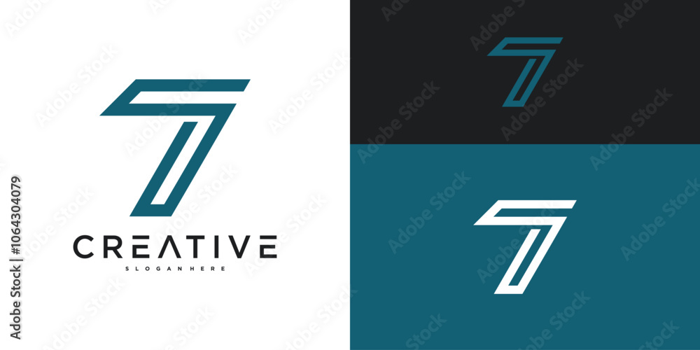 Creative modern number 7 logo design. Premium Vector Creative modern number 7 logo design. Premium Vector