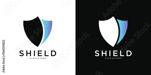 Shield logo template, modern creative concapt design. Premium Vector