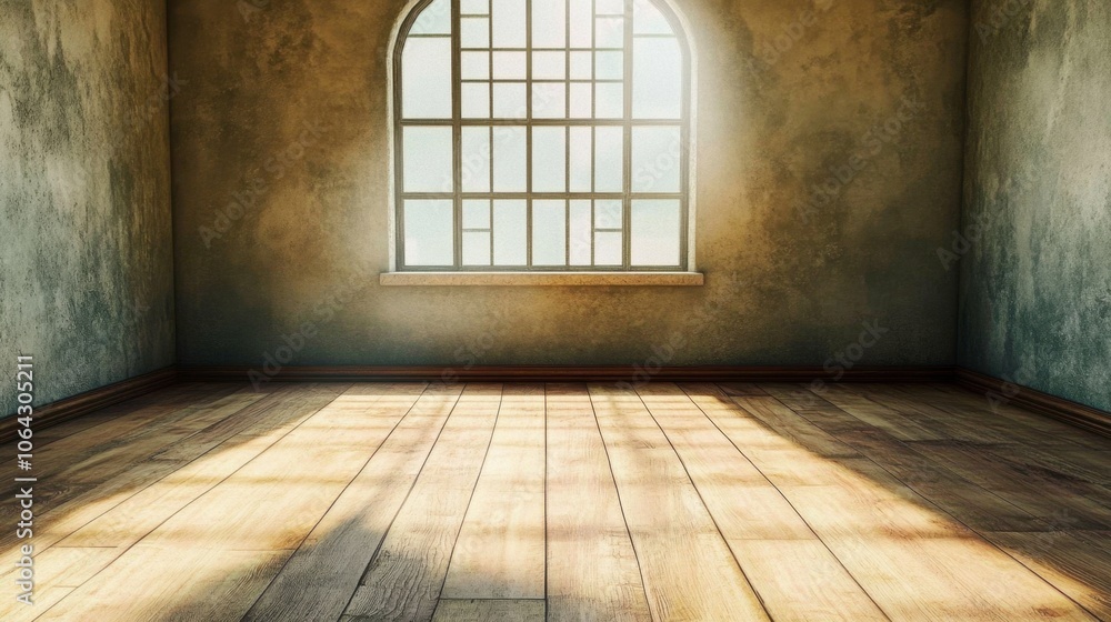 Bright Room with Window and Wooden Floor Bright Room with Window and Wooden Floor