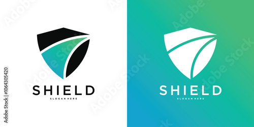 Shield logo template, modern creative concapt design. Premium Vector