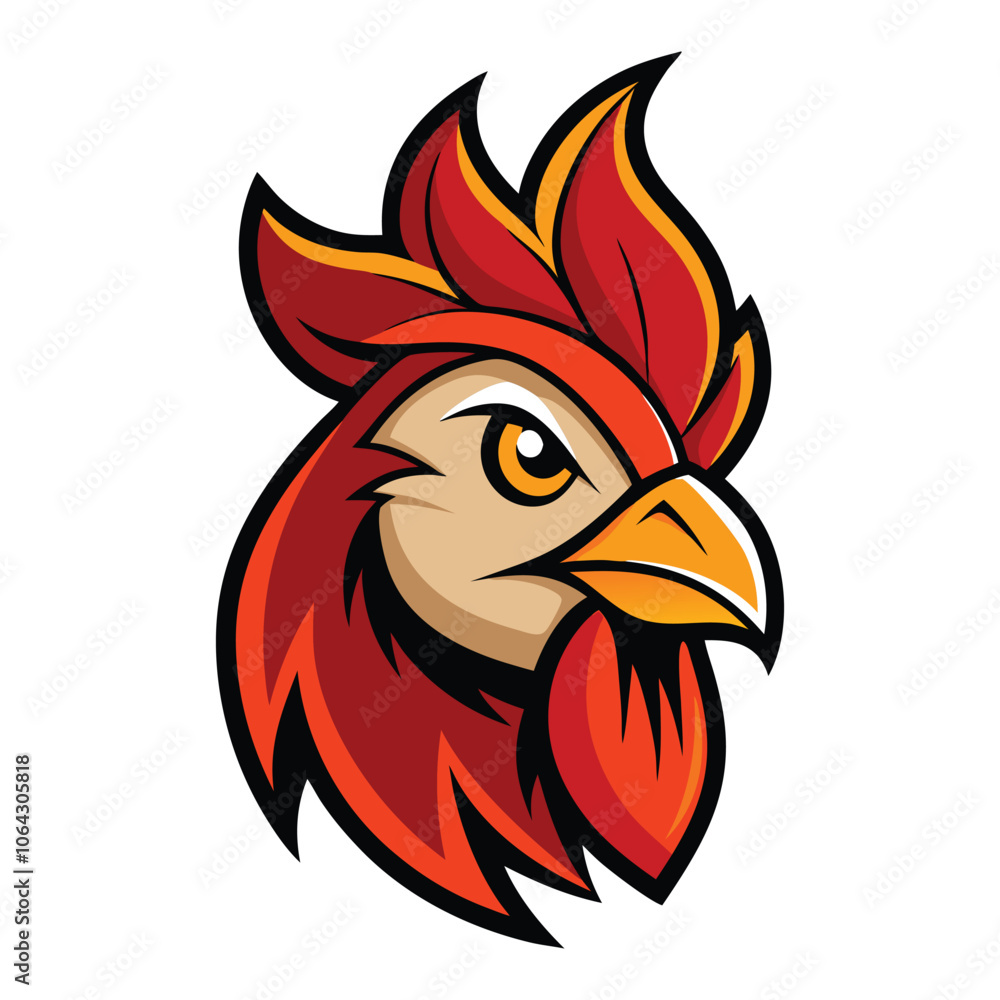 Obraz premium rooster head logo vector on white background