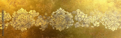 Gold Floral Pattern on Crackled Surface