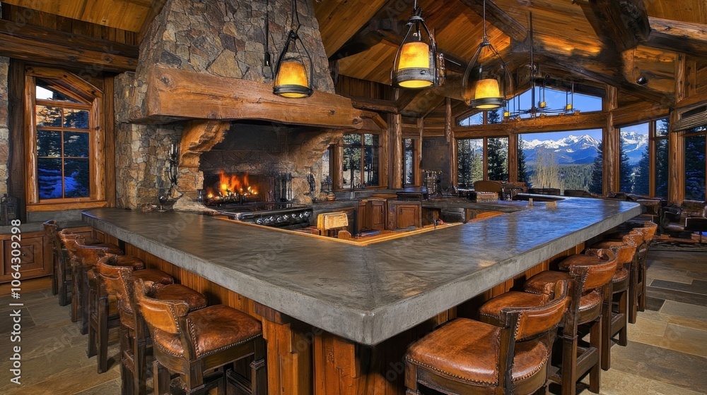 Cozy Mountain Lodge with Stone Fireplace and Bar Area