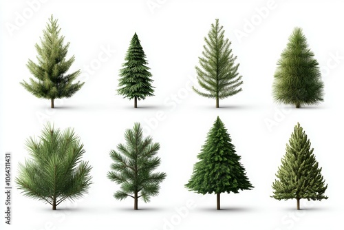 A collection of trees with different shapes and sizes