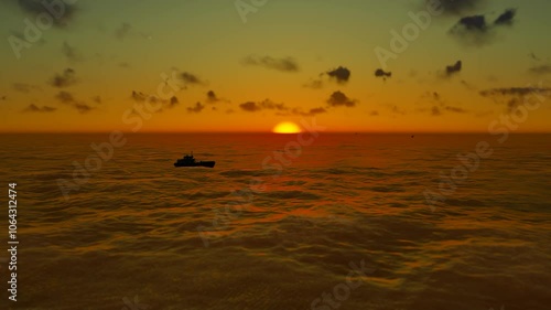 Beautiful scenery of sunrise over the sea in the morning