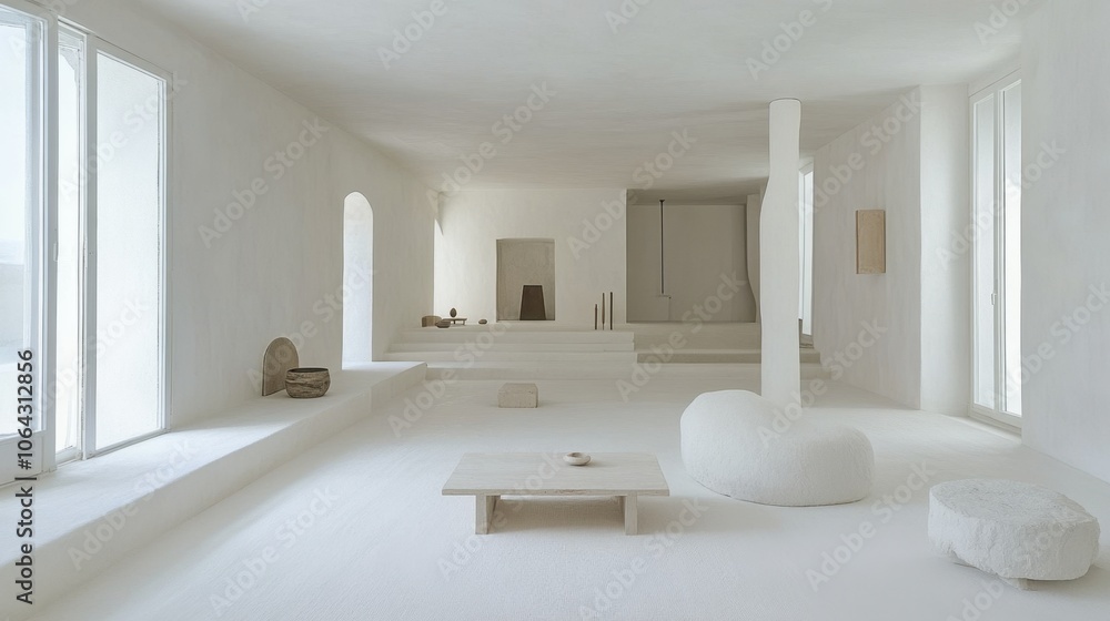 Minimalist White Interior with Natural Light Minimalist White Interior with Natural Light
