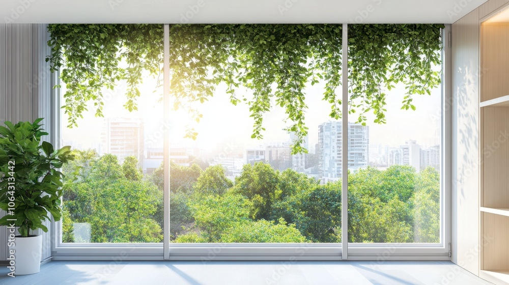 Bright Modern Window with Greenery View Bright Modern Window with Greenery View