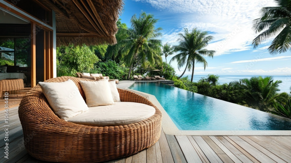 Obraz premium Serene Poolside Retreat with Tropical Vibes