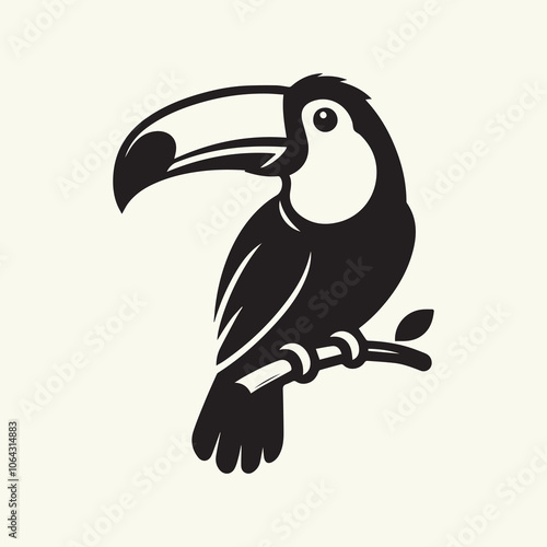 toucan bird silhouette vector icon, toucan bird logo black and white