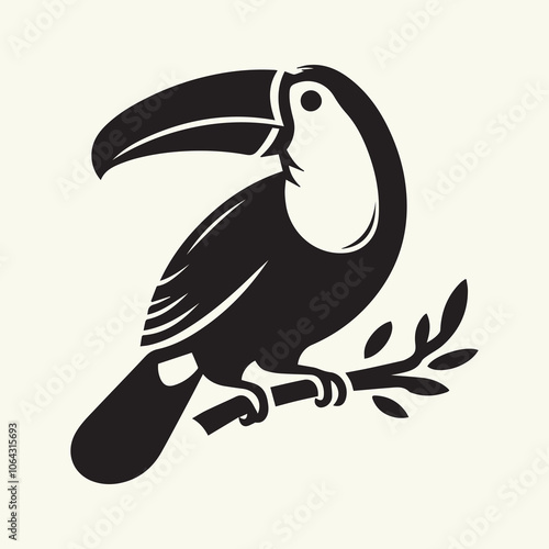 toucan bird silhouette vector icon, toucan bird logo black and white