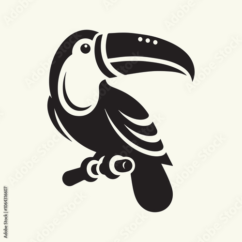 toucan bird silhouette vector icon, toucan bird logo black and white